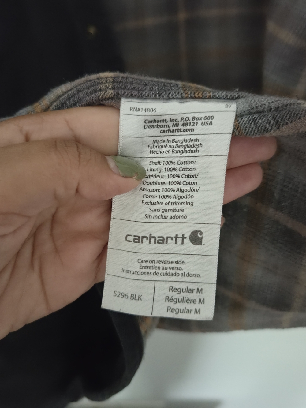 Carhartt Barn Jacket Black Plaid Carhartt Black Button-Front Size M - Picture 11 of 12